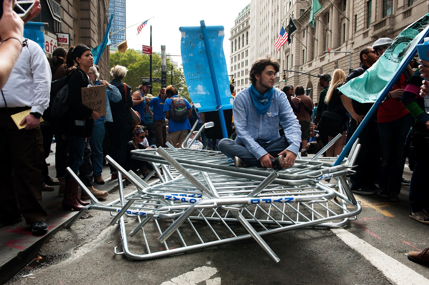 Climate Change Activists Demonstrate On Wall Street