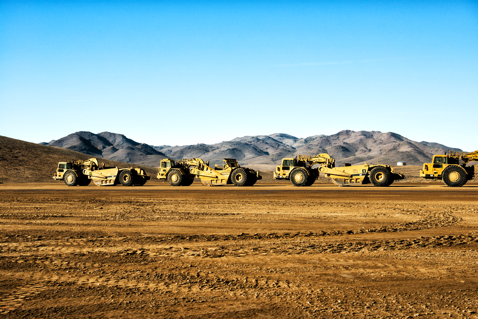 construction at Tesla's "gigafactory" outside Reno
