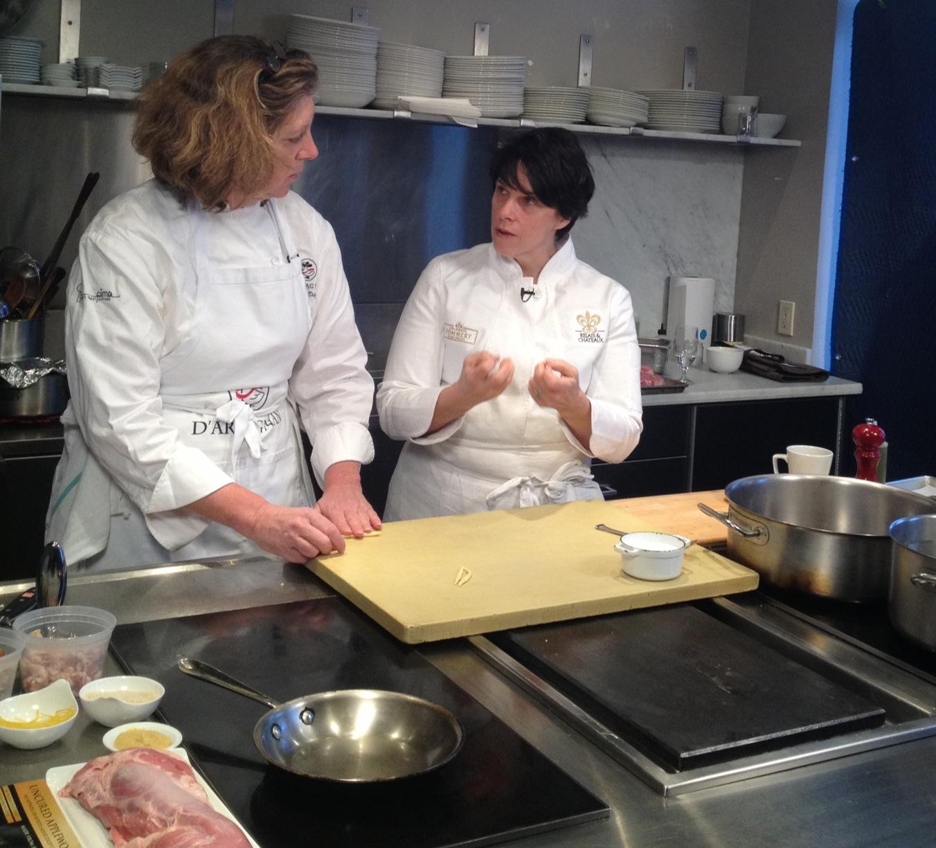 Ariane cooking with Barbara Lynch, a James Beard Award-winner and chef of Relais & Châteaux Grand 