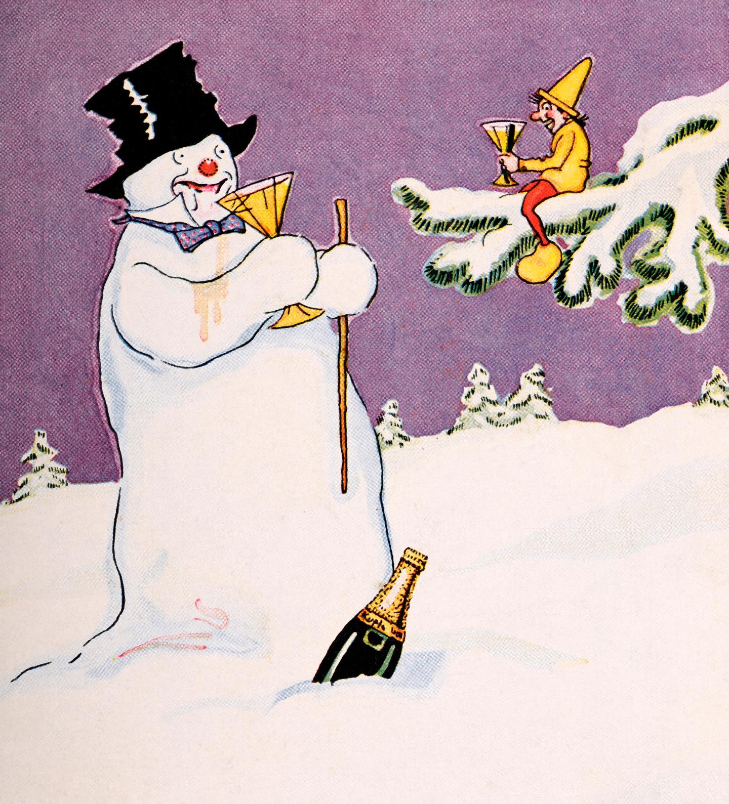 New Year Celebration - Vintage Postcard