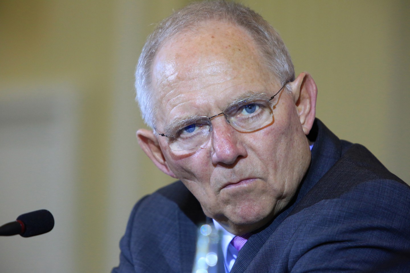 Greek Finance Minister Yanis Varoufakis Attends News Conference With Germany's Finance Minister Wolfgang Schaeuble