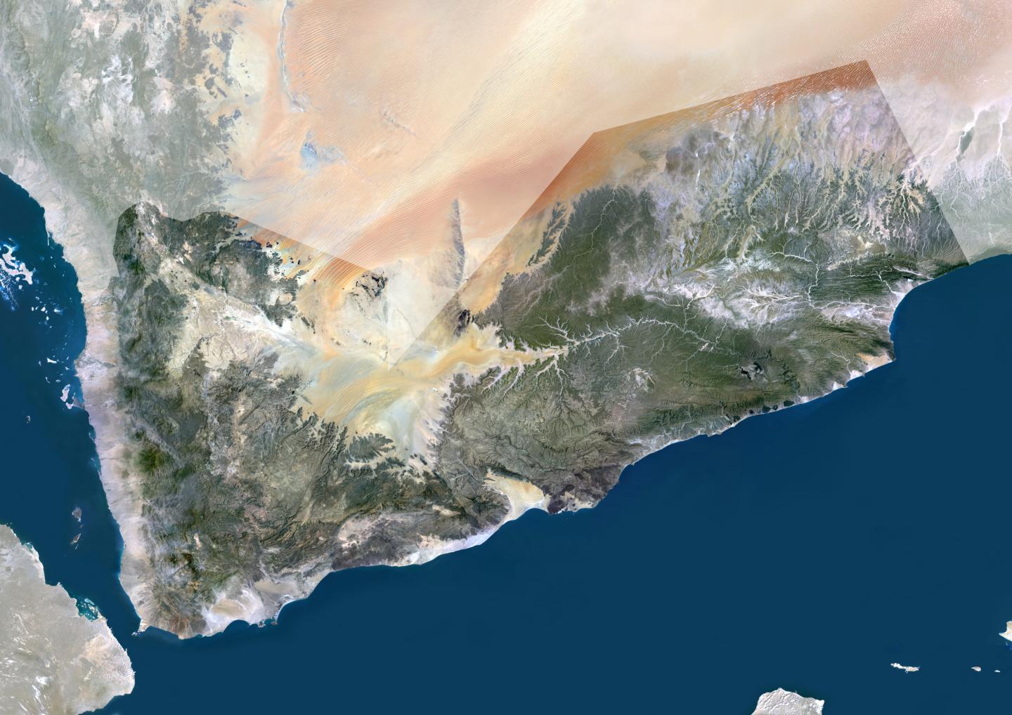 Yemen, Middle East, Asia, True Colour Satellite Image With Mask
