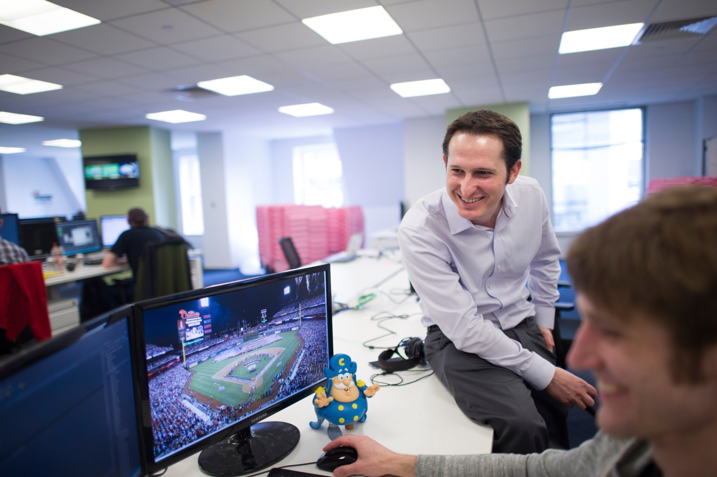 Jason Robins, one of the founders of the fantasy sports leagues site DraftKings, at offices in Boston.
