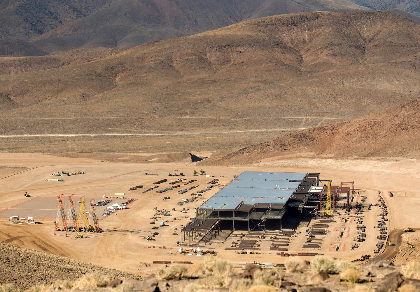 The Tesla Gigafactory is shown under construction outside Reno, Nevada