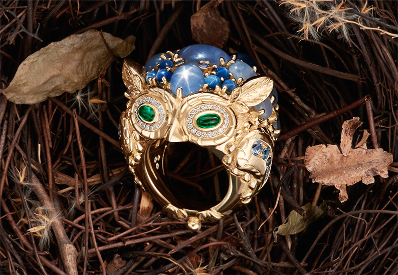 Temple St. Clair Great Horned Owl ring