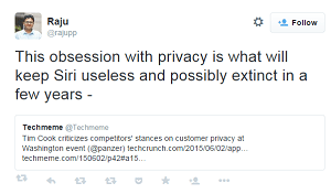 Apple Siri tweet from Raju