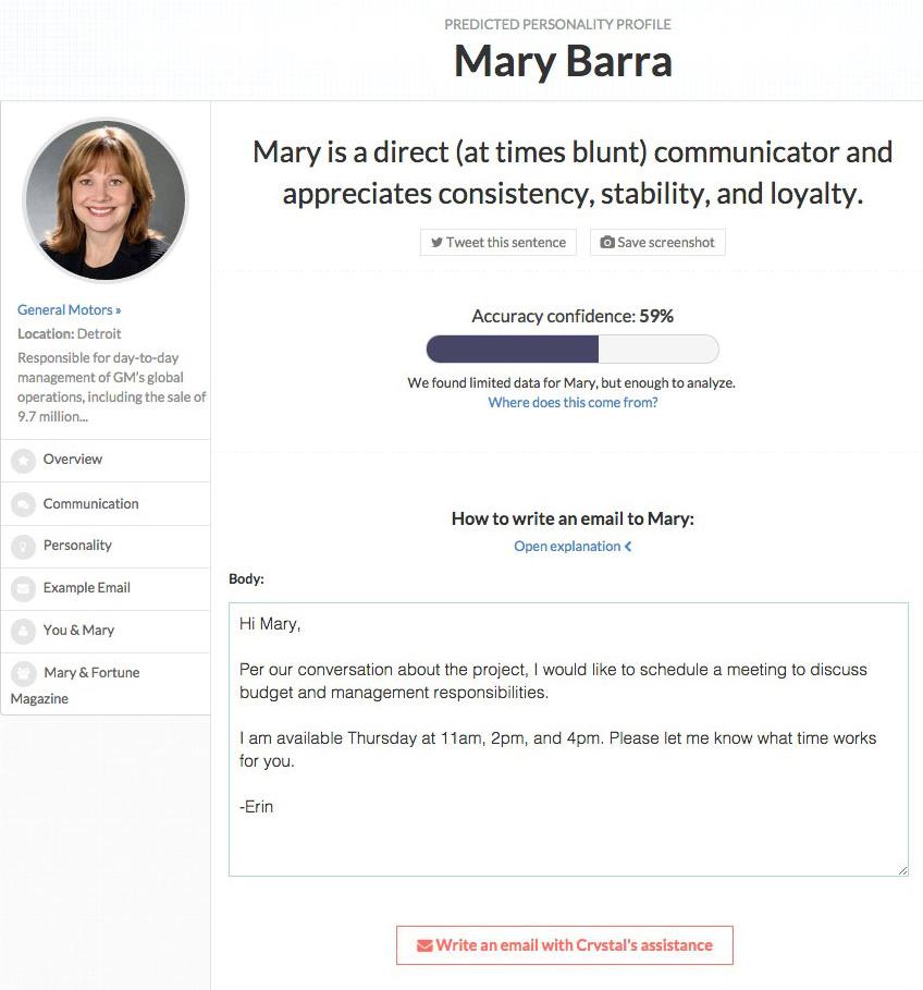 Mary Barra Crystal profile