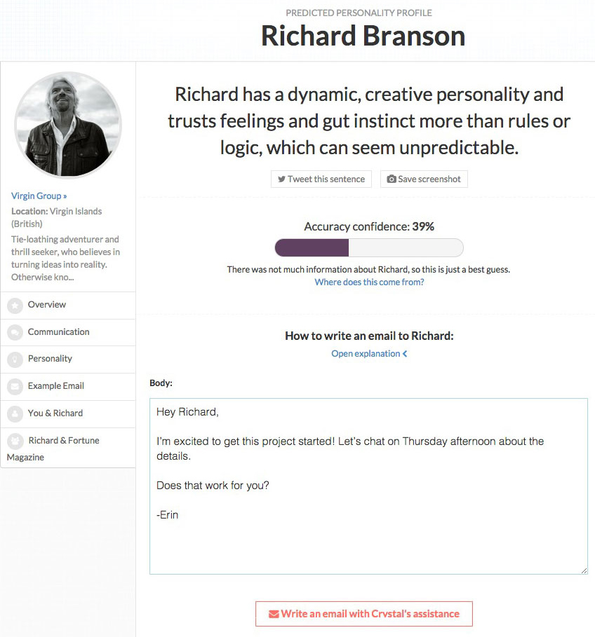 Richard Branson Crystal profile