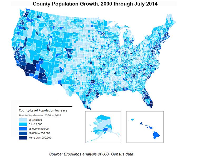 Brookings Institution County Population Growth 2000-July 2014