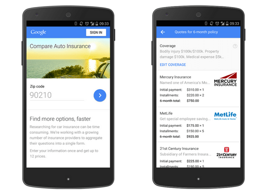 Google Compare screenshot