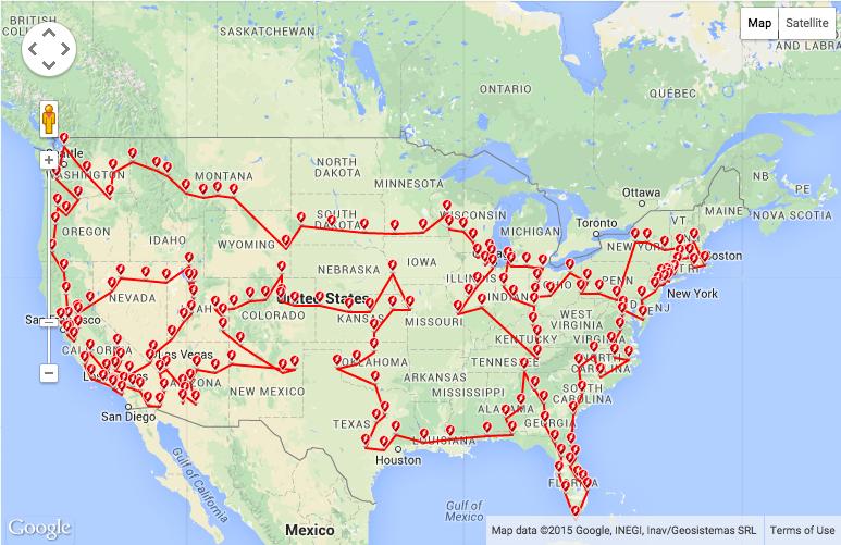 Perfect Tesla Supercharger Roadtrip 2015