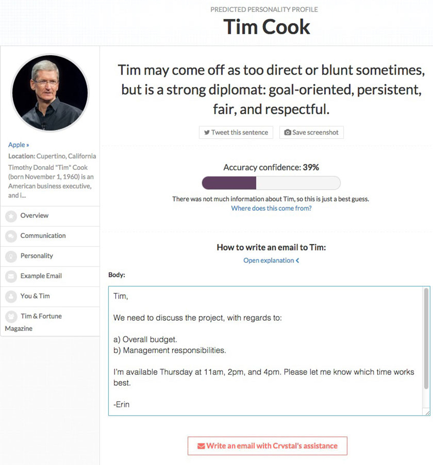 Tim Cook Crystal profile