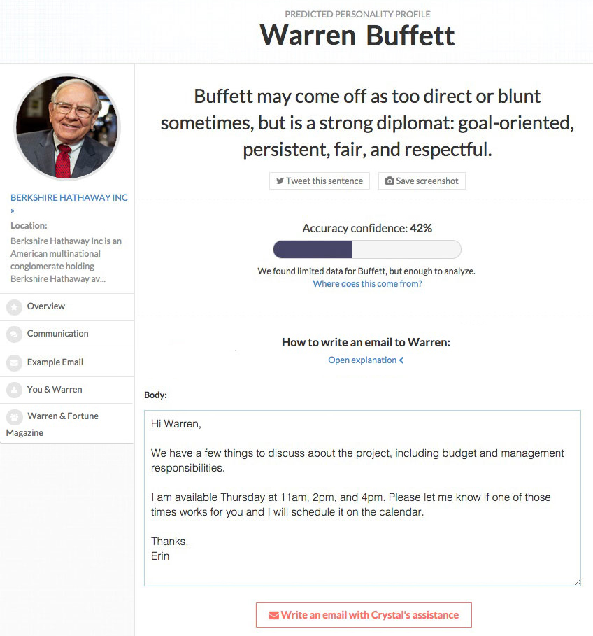 Warren Buffett Crystal profile
