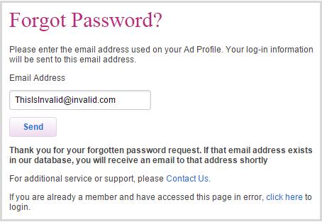 Ashley Madison - invalid password reset