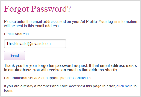 Ashley Madison - invalid password reset