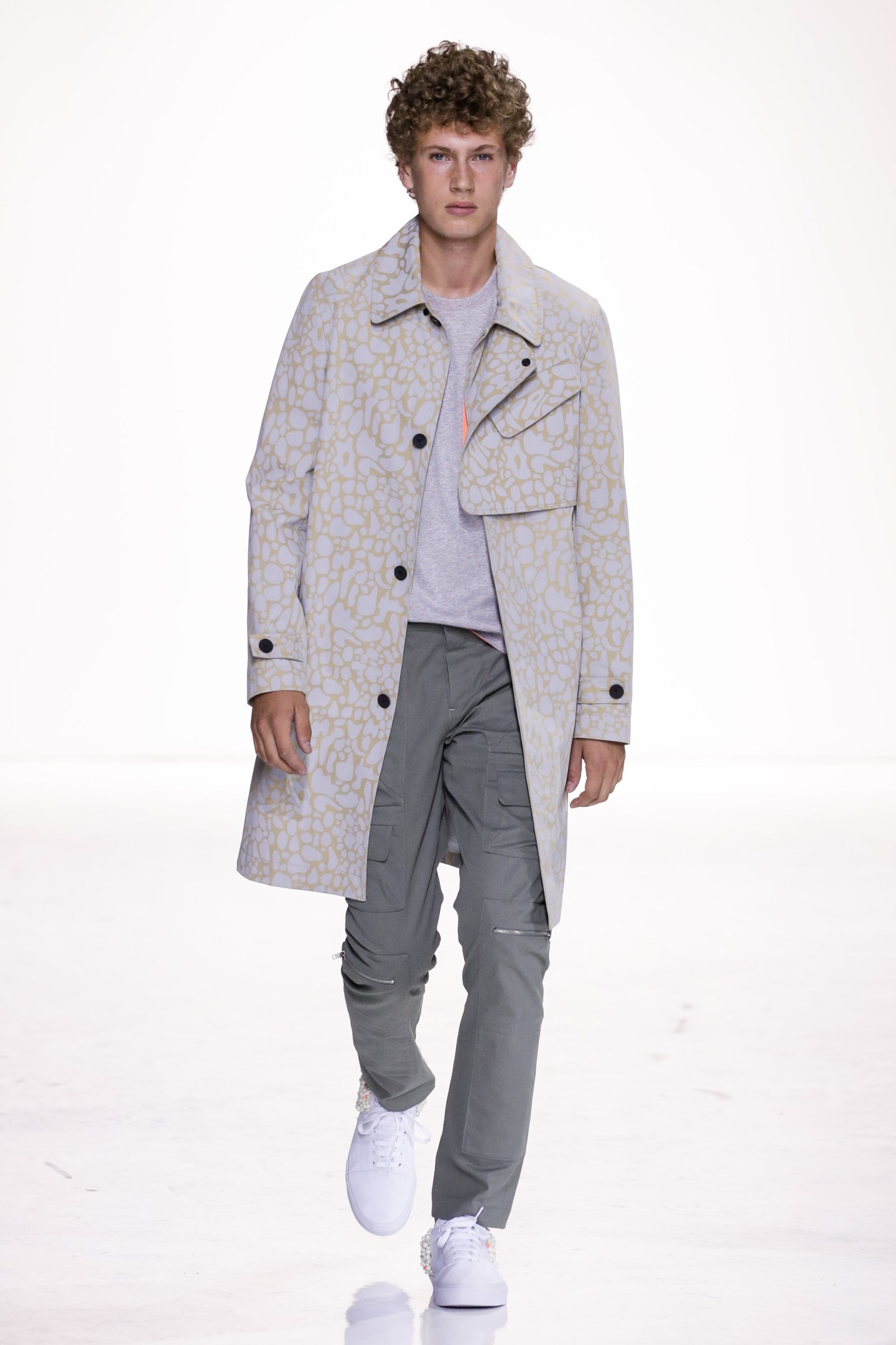  A model walks the runway at the Tim Coppens Collection during New York Fashion Week: Men's S/S 2016 at Skylight Clarkson Sq on July 15, 2015 in New York City.