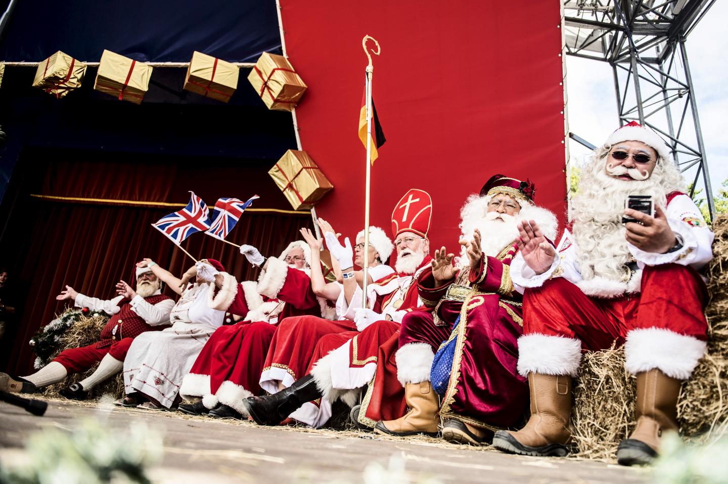 Participants are seen at the World Santa Claus Congress in Copenhagen