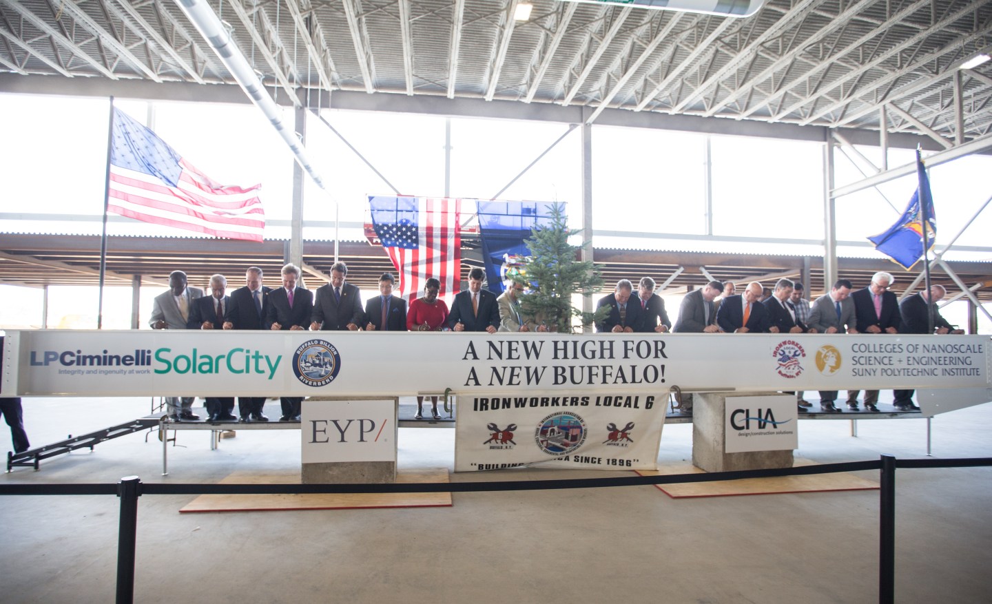 SolarCity's "topping off" ceremony 