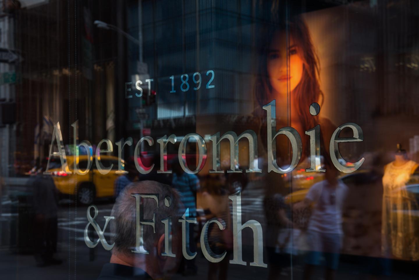Abercrombie and Fitch's Manhattan flagship store on 5th Avenue in New York, U.S., on Tuesday, May 26, 2015. Photographer: Craig Warga/Bloomberg *** Local Caption ***