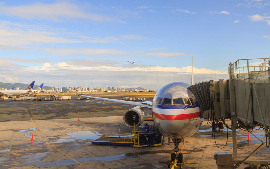 Honolulu Airport with Diamond Head in the background. Image shot 2013. Exact date unknown.