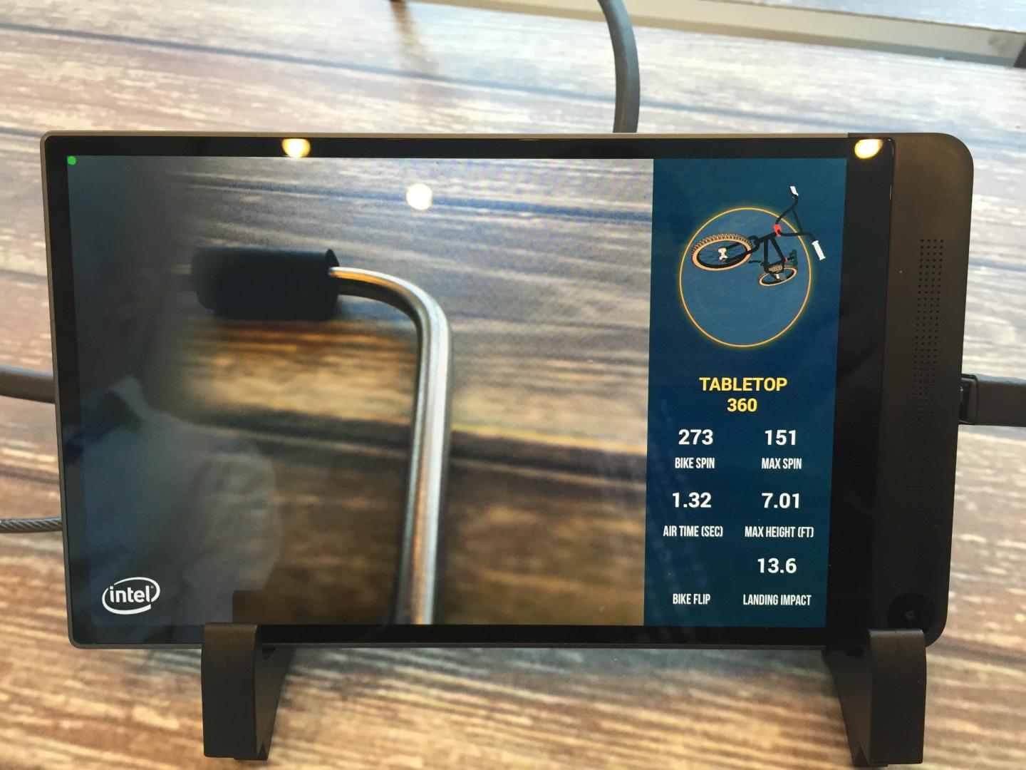 Screen displaying the biker's tricks and how well they pulled it off.