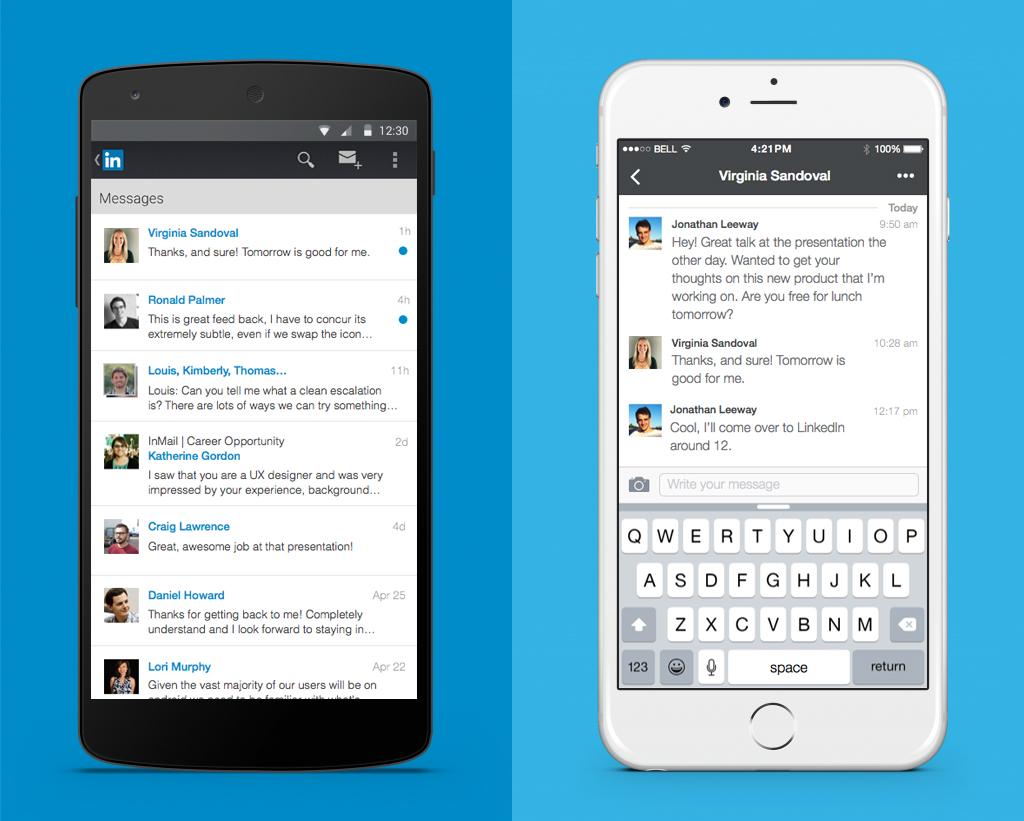 LinkedIn's revamped "inbox" on Android and iOS 