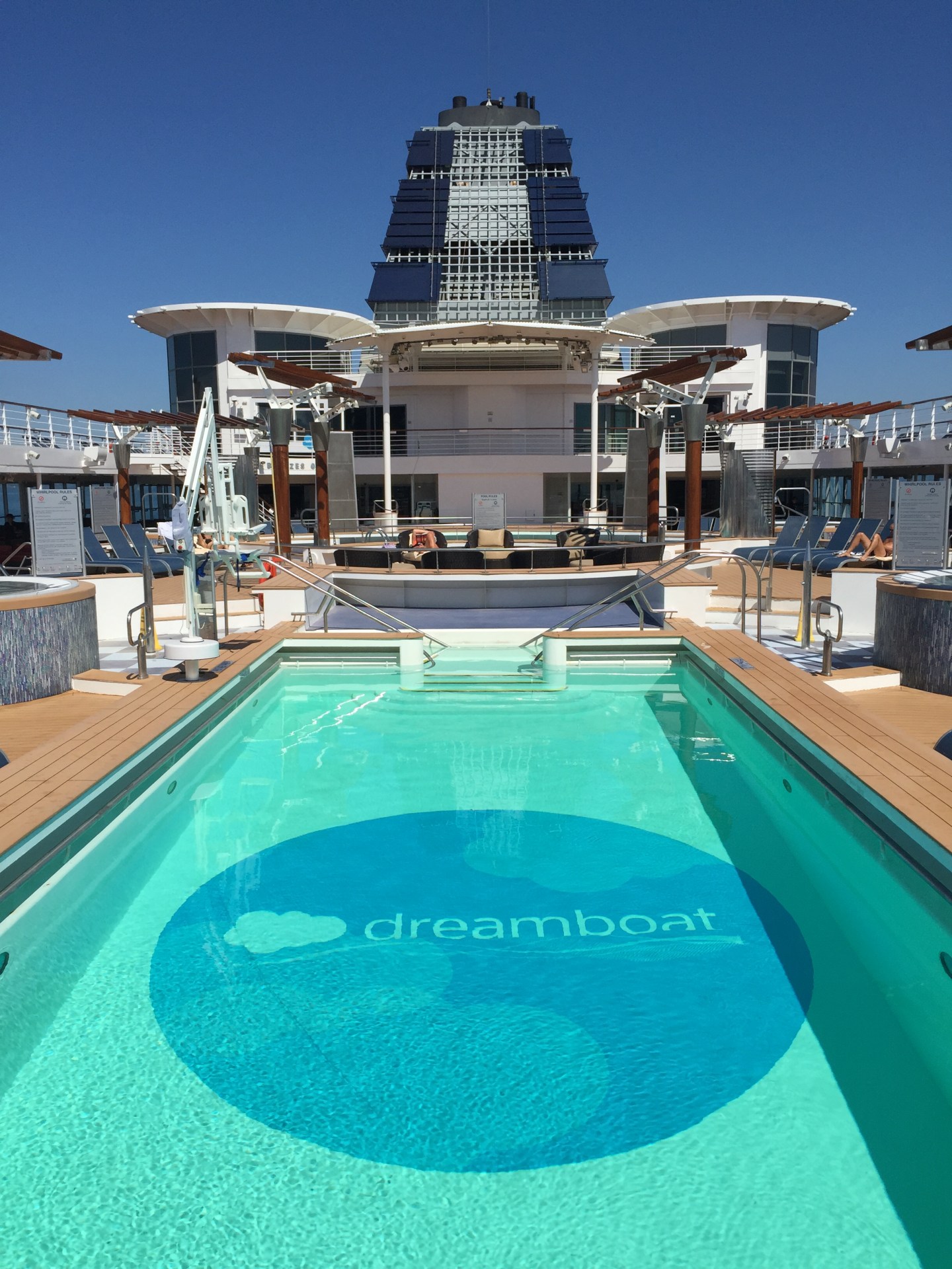 Dreamboat logo in a swimming pool. Don't forget who put on this event.