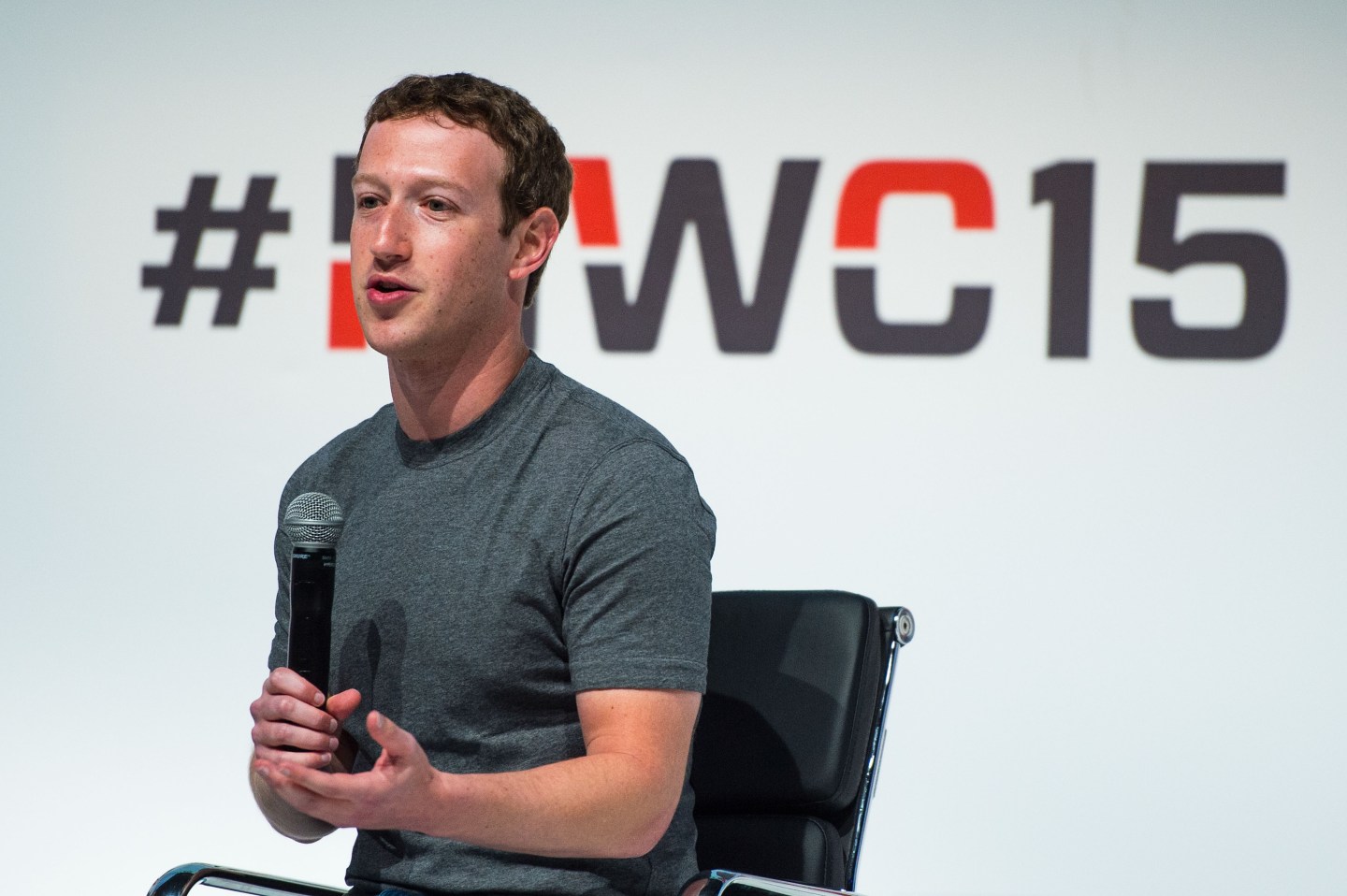 Mark Zuckerberg attendes Mobile World Congress 2015