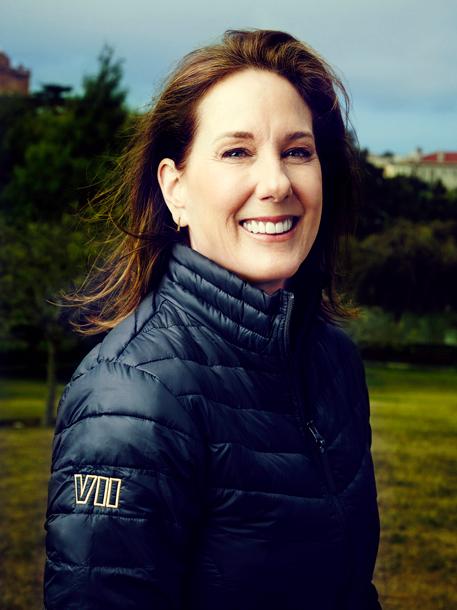 Kathleen Kennedy photographed in Star Wars Episode VII jacket at Lucasfilm. August 2015.