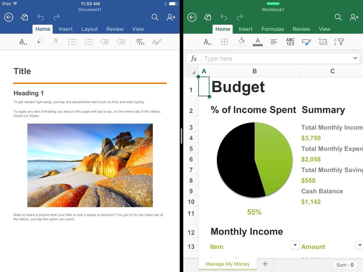 iOS 9's new Split View feature on the iPad Air 2 allows users to run two apps at the same time. 