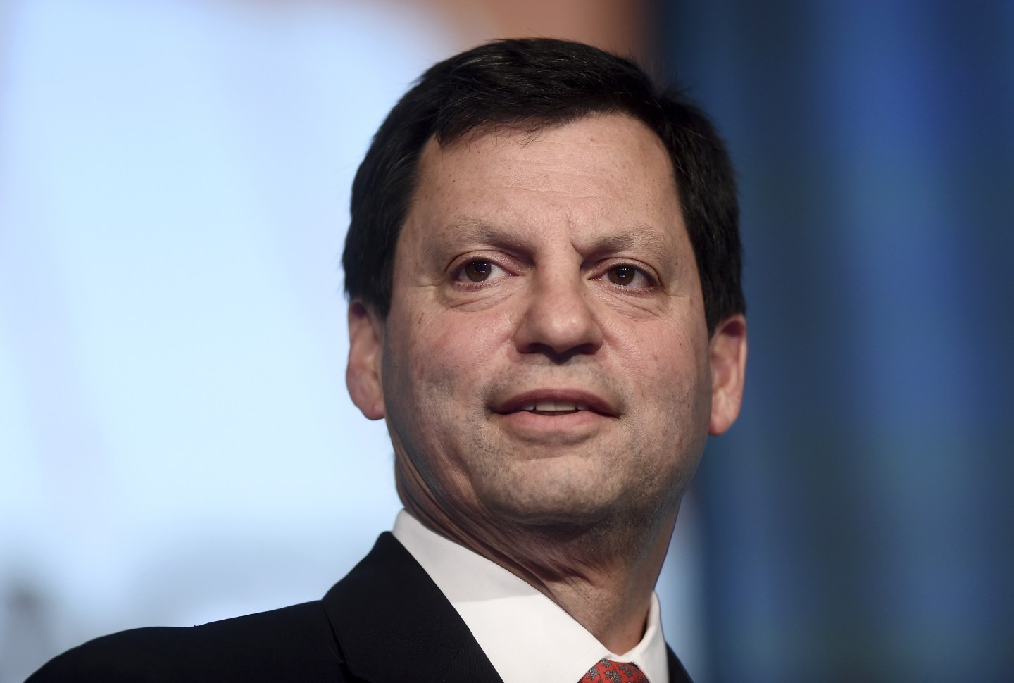 delivers a keynote address at the Transact 15 conference in San Francisco, California