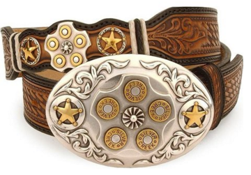 Leegin's Texas Star Bullet Buckle Leather Belt