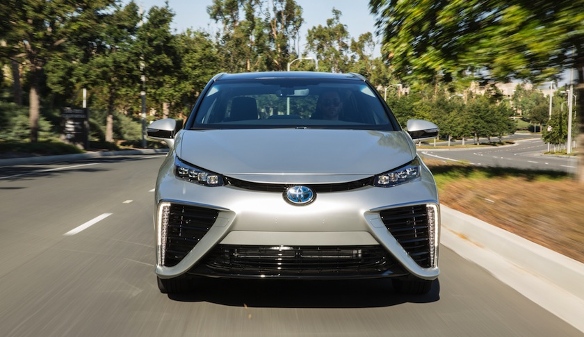 A head-on view of the Mirai's flared nostrils.