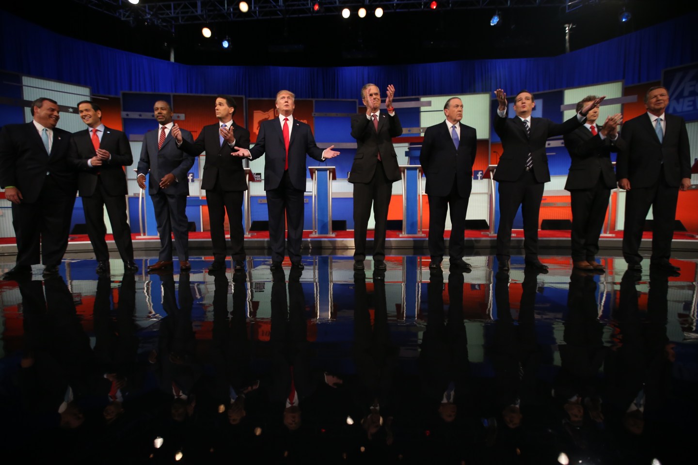 Chris Christie, Marco Rubio, Ben Carson, Scott Walker, Donald Trump, Jeb Bush, Mike Huckabee, Ted Cruz, Rand Paul, John Kasich