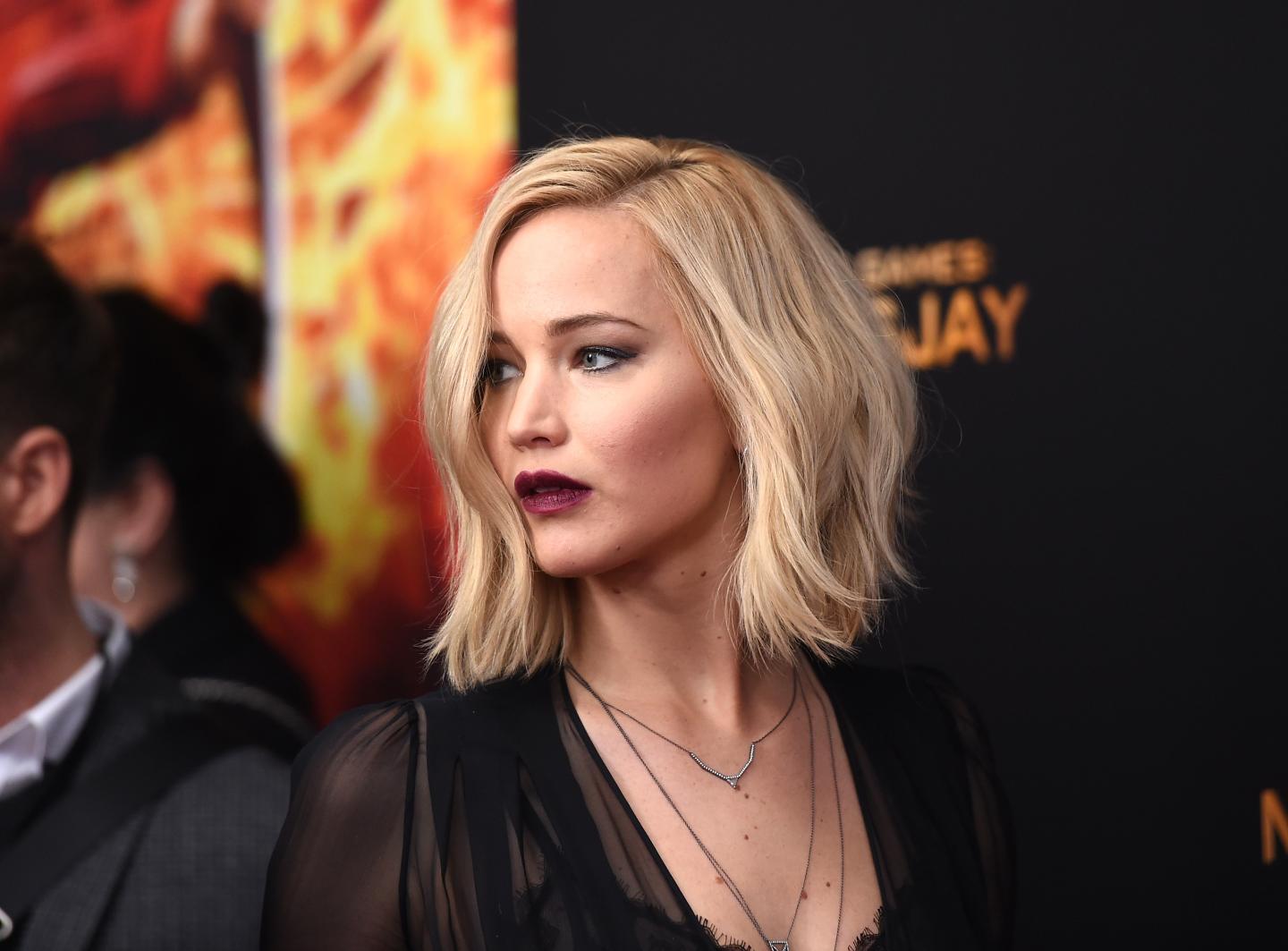 NEW YORK, NY - NOVEMBER 18: Jennifer Lawrence attends "The Hunger Games: Mockingjay- Part 2" New York Premiere at AMC Loews Lincoln Square 13 theater on November 18, 2015 in New York City. (Photo by Jamie McCarthy/Getty Images) *** Local Caption *** Jennifer Lawrence