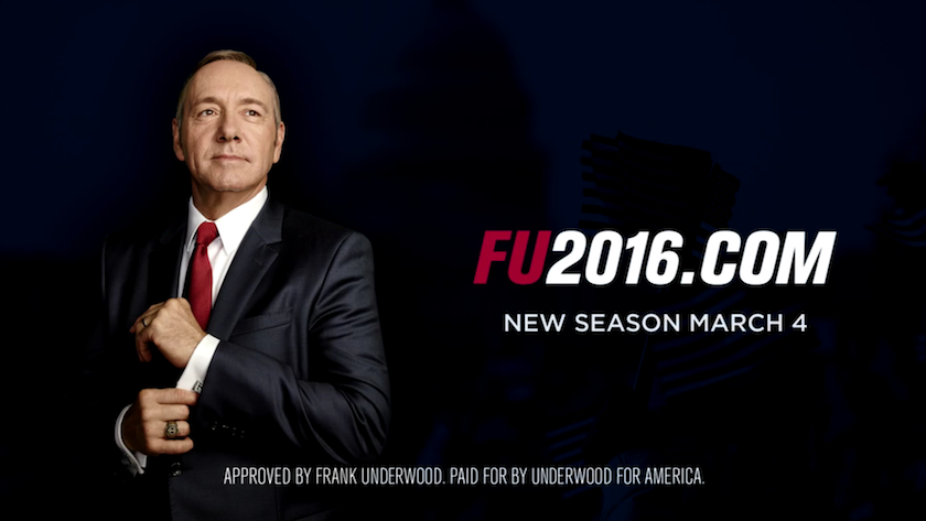 A screen from Netflix's promo for the 4th season of 'House of Cards.'