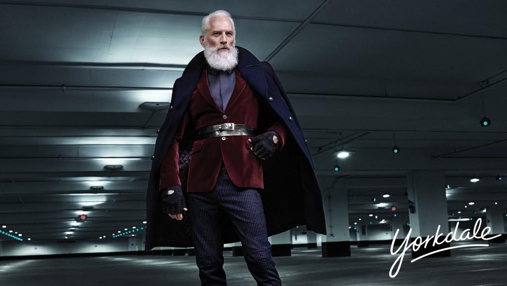 Fashion Santa wearing Dolce & Gabanna, Salvatore Ferragamo, and John Varvatos.