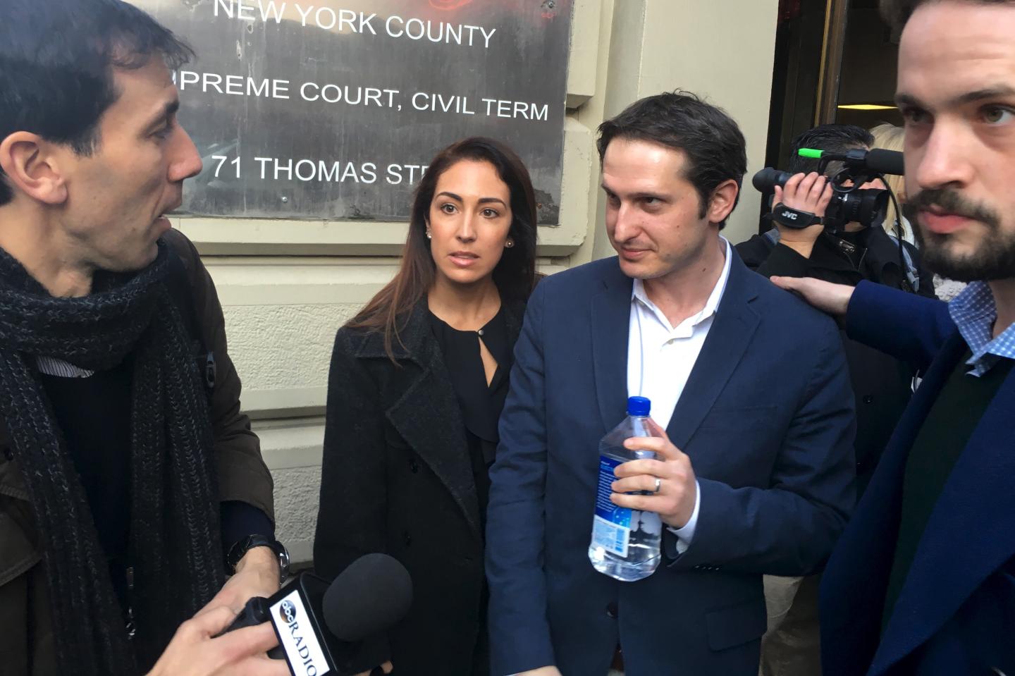 DraftKings Chief Executive Officer Jason Robins walks out of court following a hearing in the Manhattan borough of New York