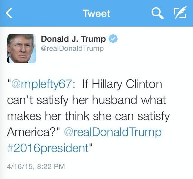Donald Trump Hillary Clinton tweet April 2015