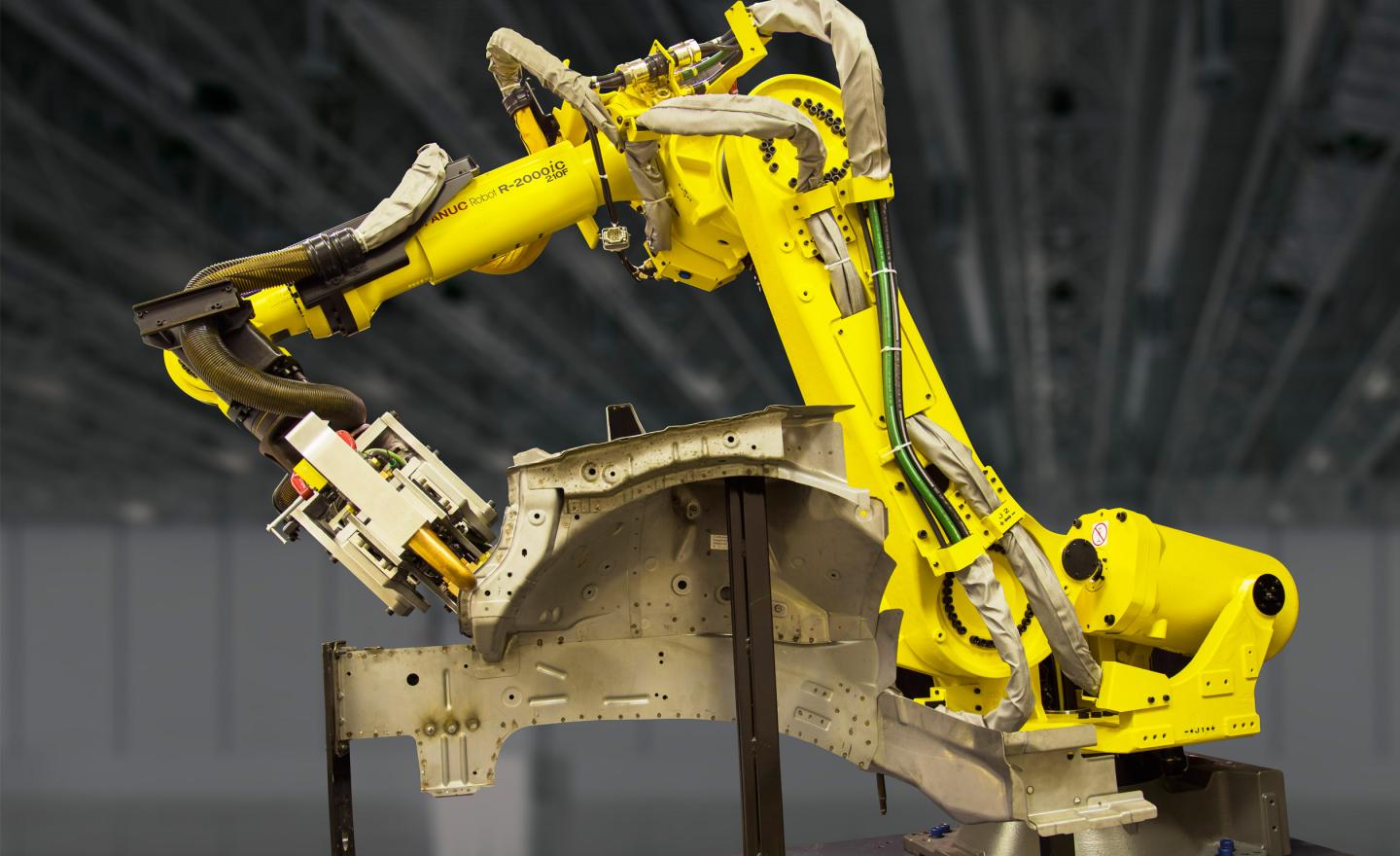 Fanuc's R-2000iC-210F-LVC automotive spot-welding robot.