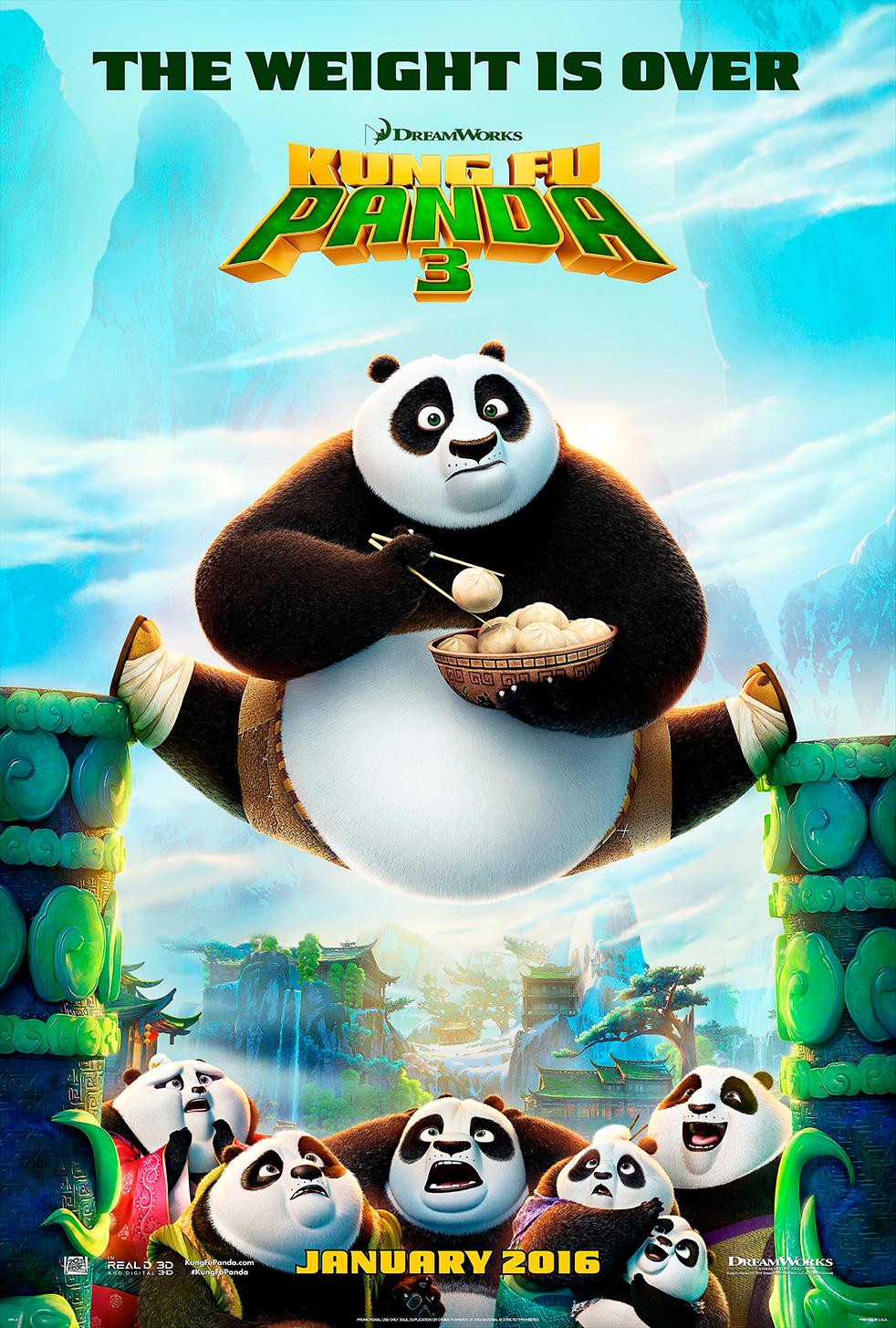 KUNG FU PANDA 3, US poster art, Po (top, voice: Jack Black), 2016. TM and ©Twentieth Century Fox