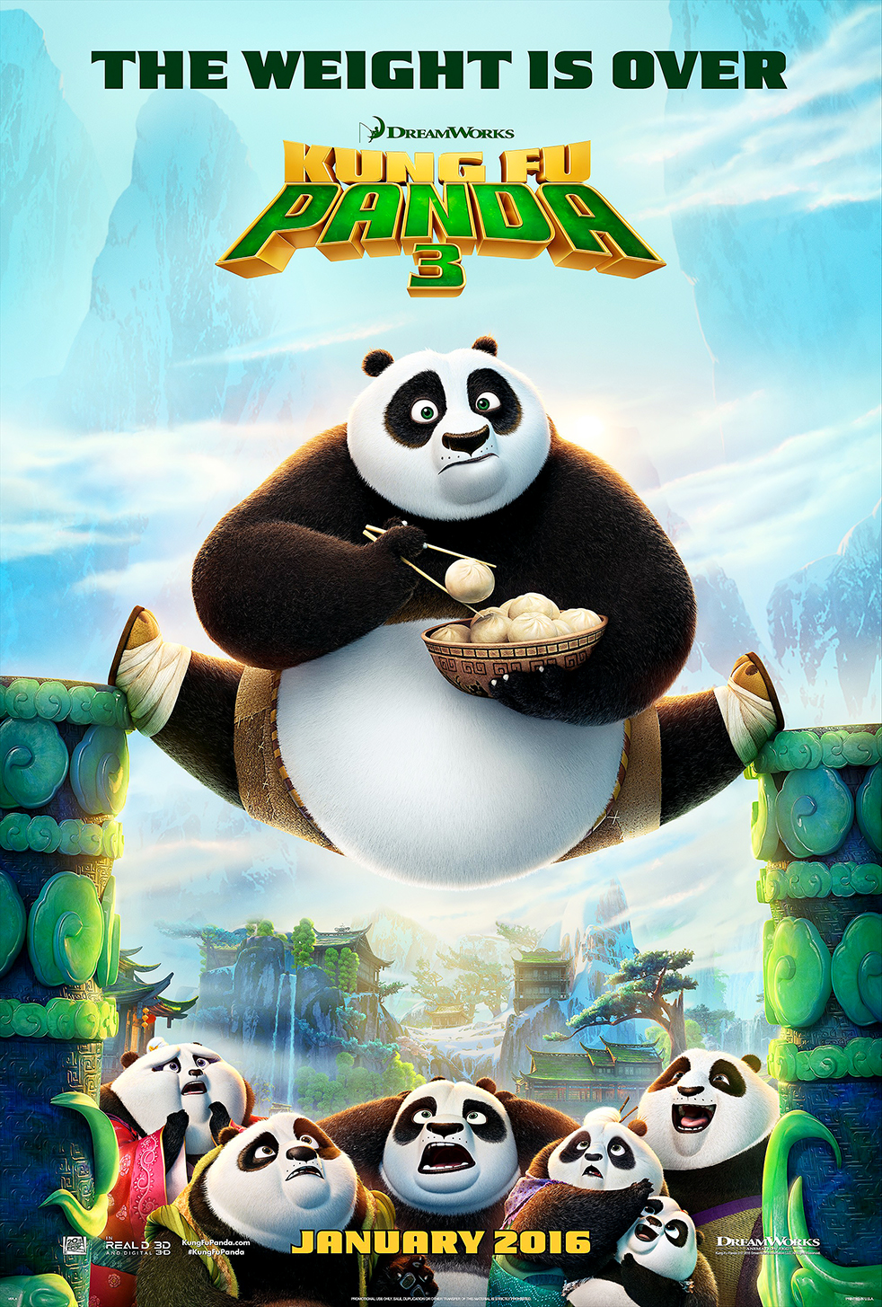 KUNG FU PANDA 3, US poster art, Po (top, voice: Jack Black), 2016. TM and ©Twentieth Century Fox