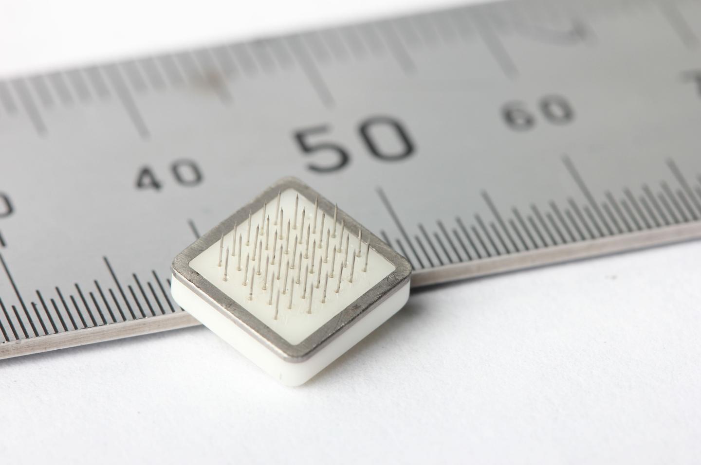 An implantable tile of 43 electrodes would send electrical pulses to the brain through the visual cortex, creating a vision of representative 'dots' for patients who can't see. 