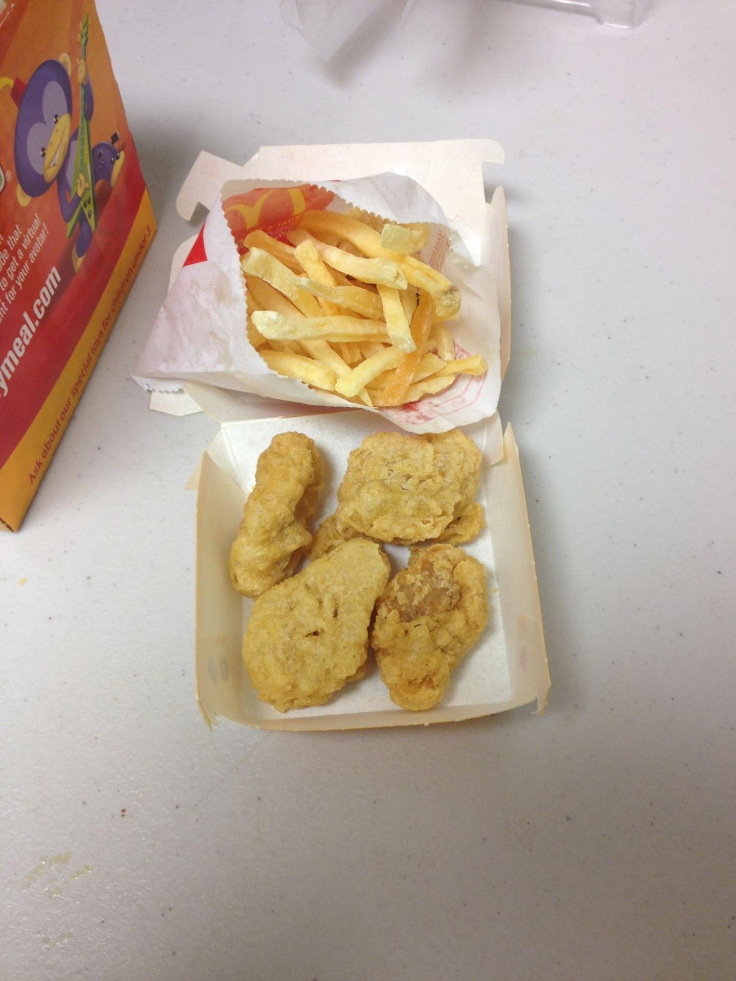Six year old chicken nuggets and fries from McDonald's.