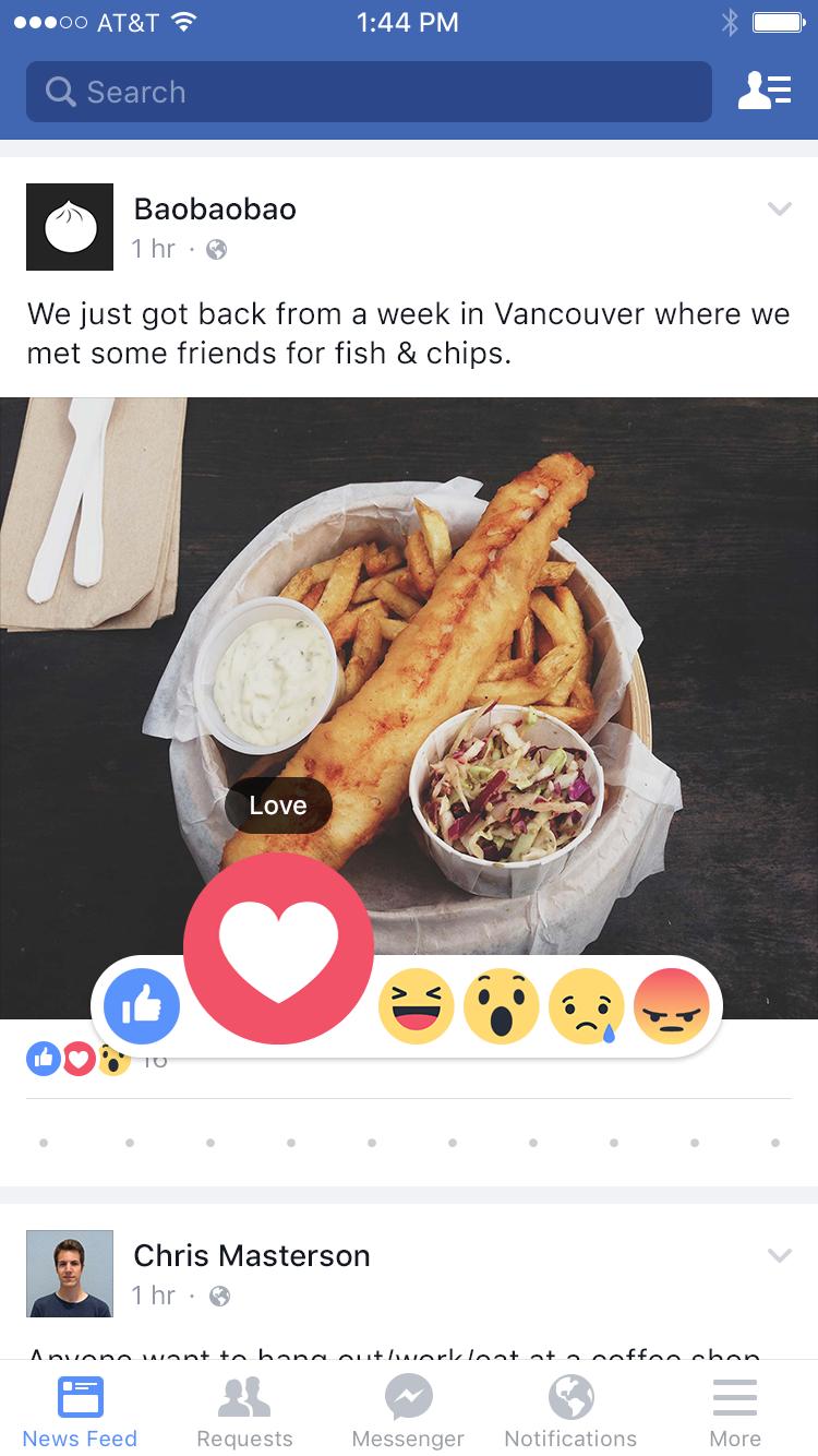Facebook Reactions on Mobile