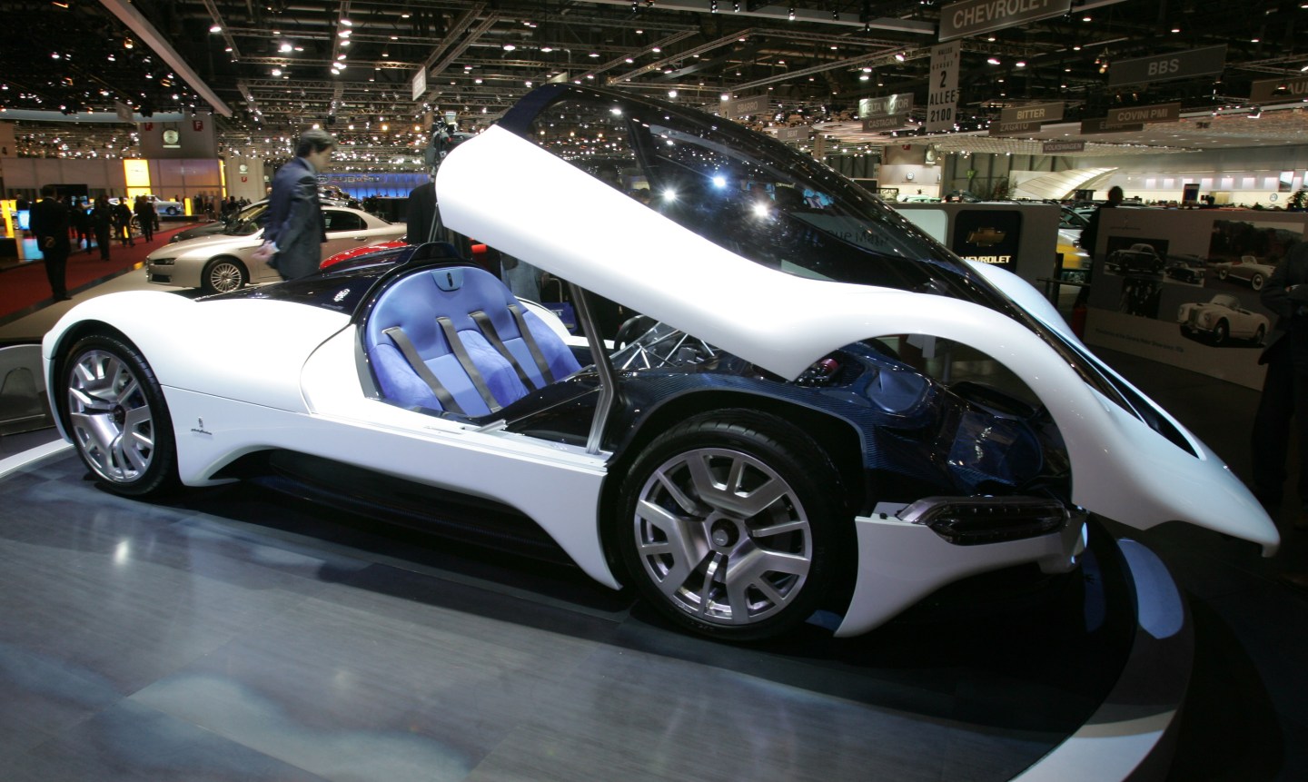 A Maserati Birdcage 75th concept car is on display during its world debut at the Geneva Motor Show.