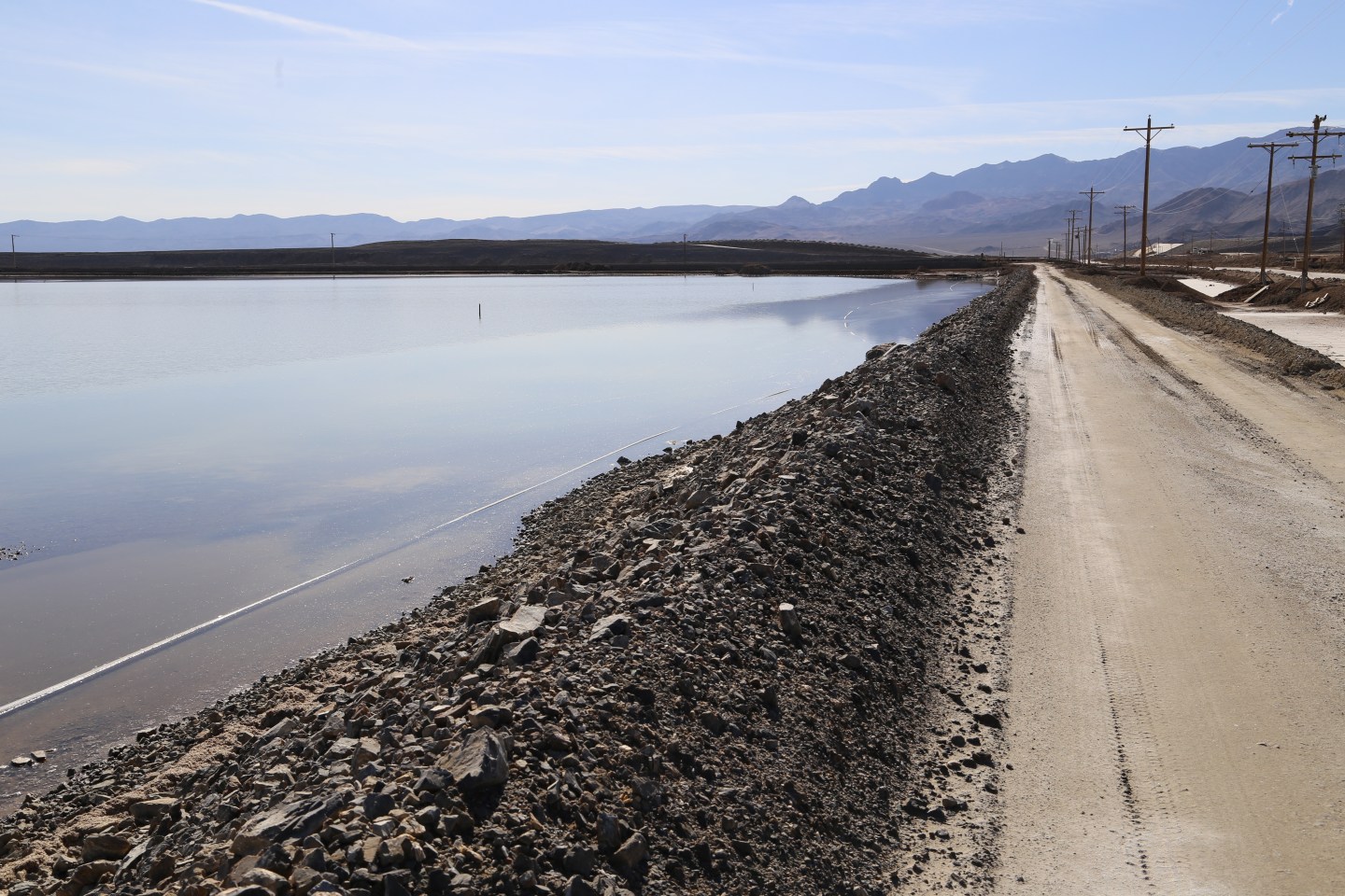 Albemarle's lithium brine evaporation ponds in Clayton Valley, Nevada.