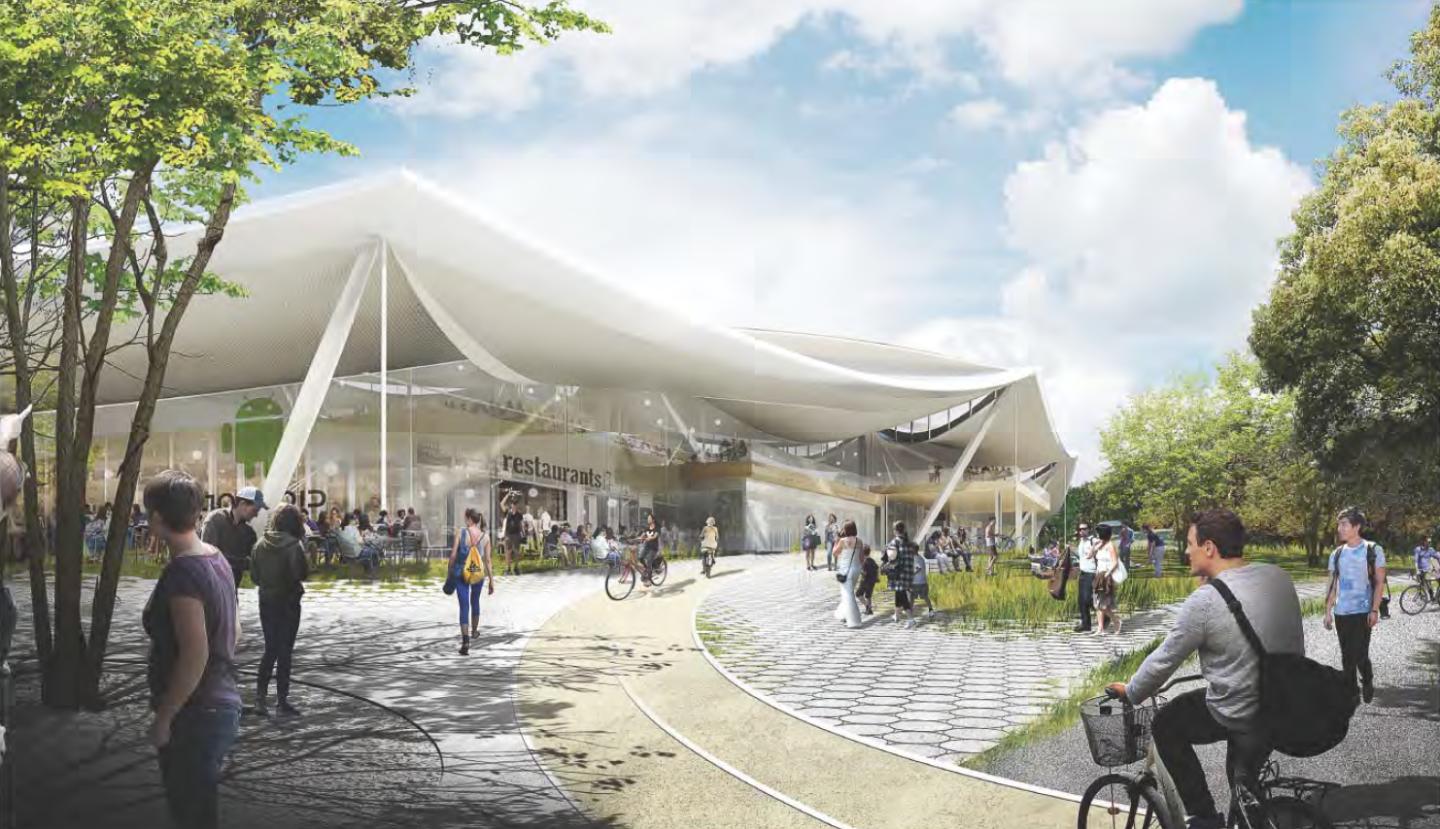 A view of Google's new proposed office building in Mountain View. The building is up for review by the city.