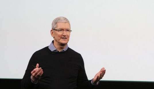 CEO Tim Cook at Apple's Town Hall on March 21.