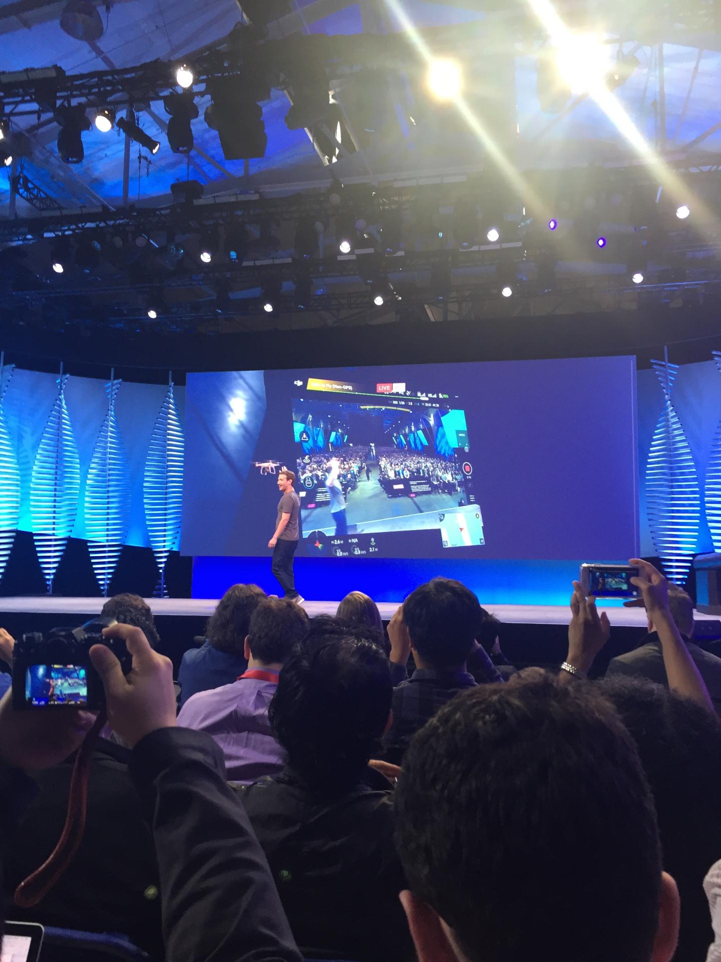 Drone Visiting CEO Mark Zuckerburg at Facebook's 2016 developer conference.